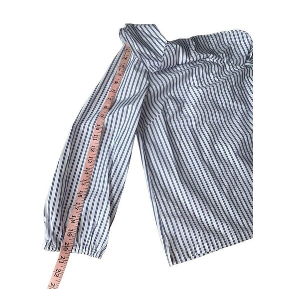 J. Crew Blue & White Striped One-shoulder Ruffled Blouse - Picture 9 of 9